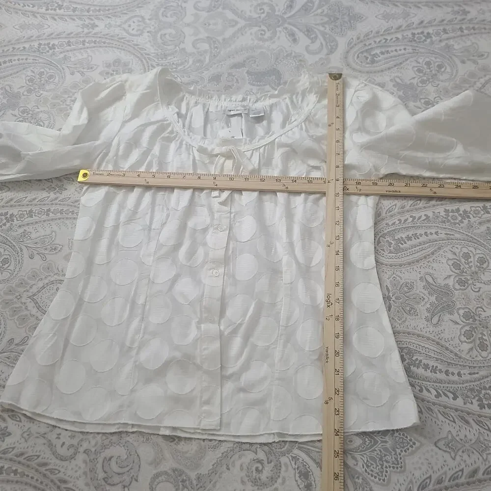 Harve Benard Vintage100% cotton Dot detail women's blouse Ivory Size Large - Picture 5 of 7